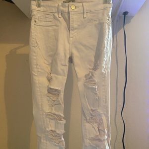 Abercrombie & Fitch white, ripped, skinny jeans